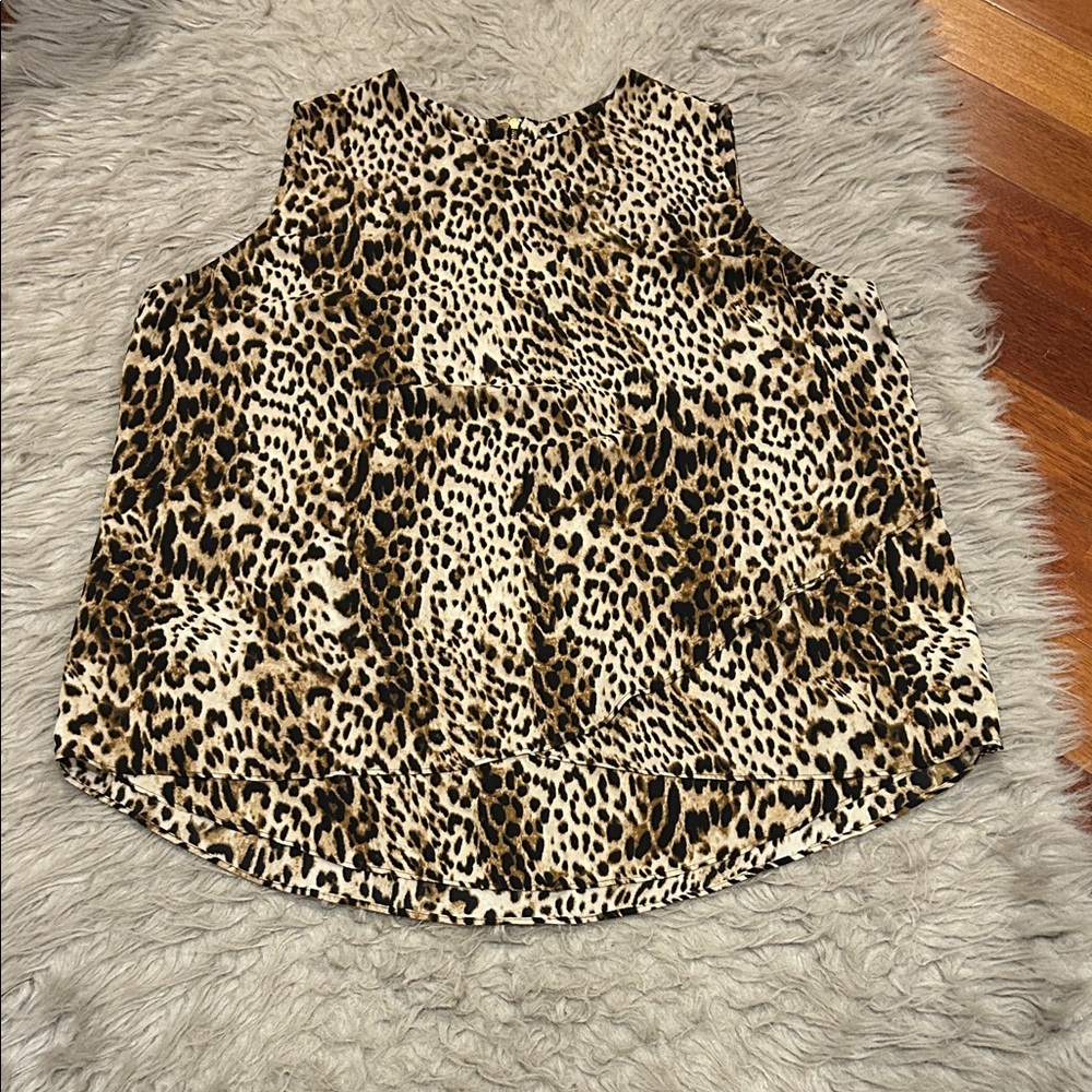 Chicos Leopard Print Flowy Sleeveless Top Size XL/‎ Size 3 Chicos
